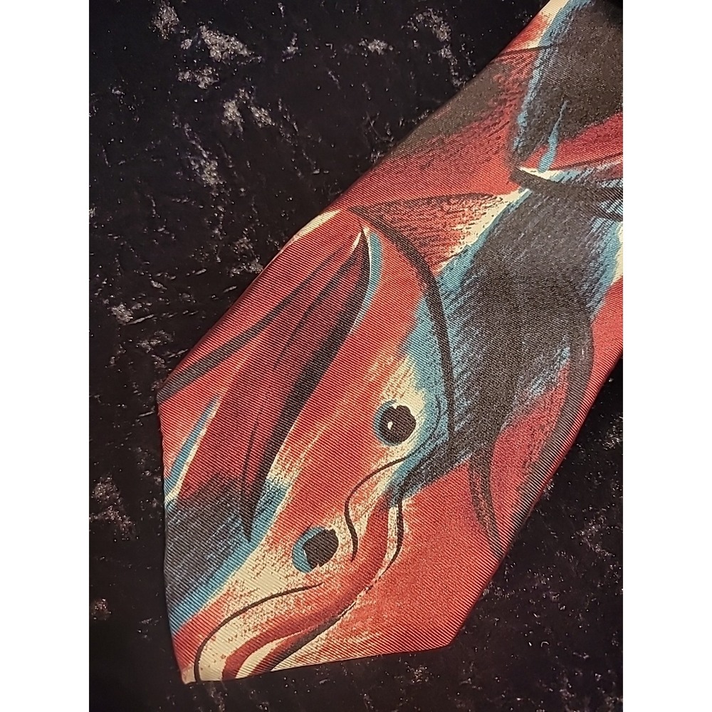 Vintage Don Loper Mens Neck Tie Red Blue Floral Professional Suit